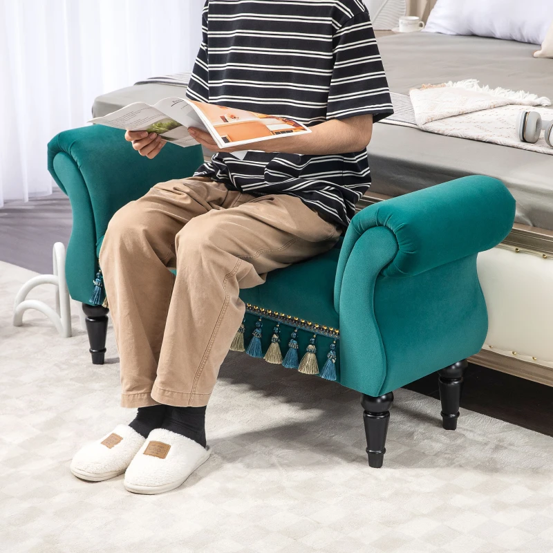 HOMCOM Panca Imbottita, Design Vintage, fino a 150 kg, 117x40x58 cm, Verde