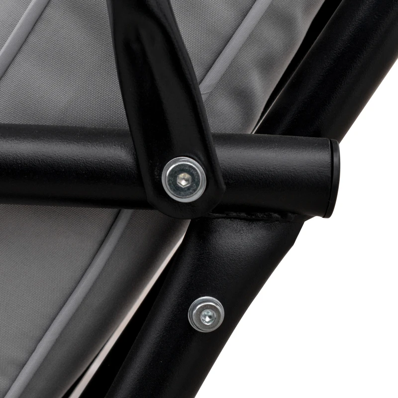 Outsunny Gartenliege für 2 Personen mit großem Komfort inkl. Sitz- und Rückenkissen, Armlehnen und Sonnendach in Grau