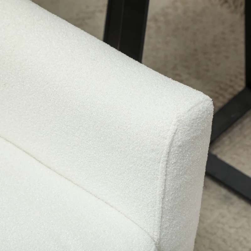 HOMCOM Sillón con Reposabrazos Sillón Butaca Sillón Tapizado Patas de Madera Estilo de Estampado de Botones Blanco