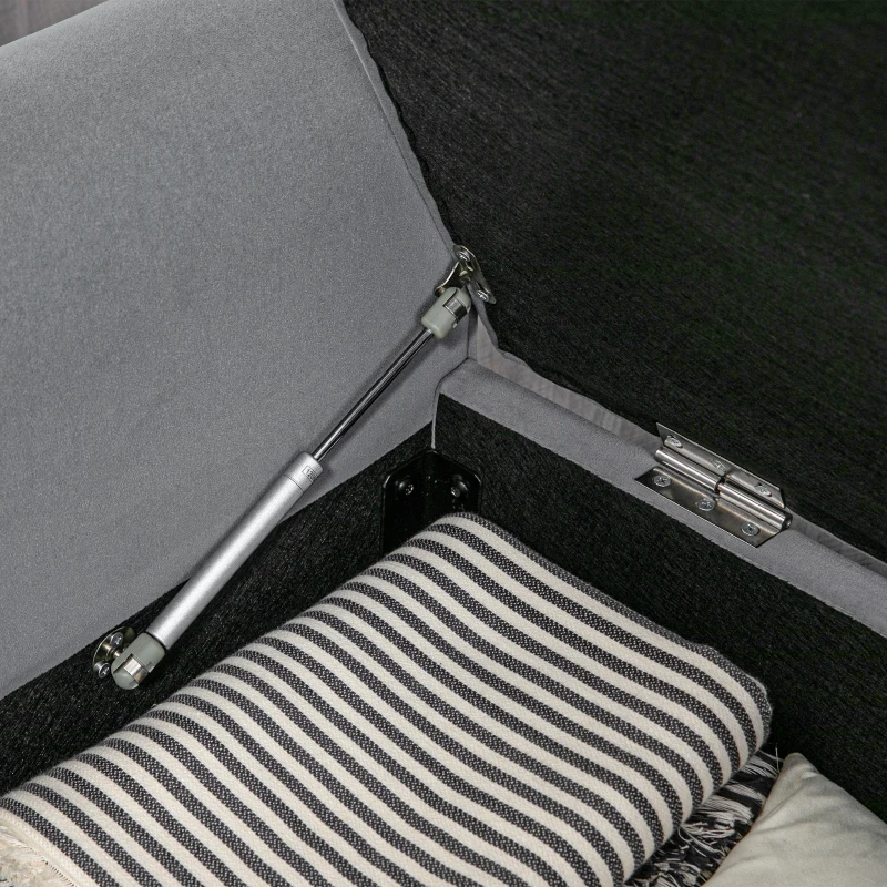 HOMCOM Banco de Cama en Tela de Terciopelo con Espacio de Almacenamiento y Reposabrazos 126x48,5x57 cm Gris(m-3)