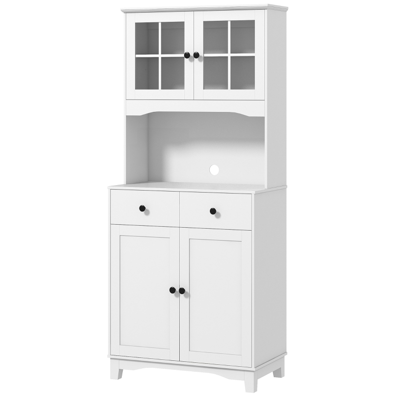 HOMCOM Credenza indipendente Cucina Alta con 2 armadi e 2 porte, un ampio piano e 2 cassetti, ripiani regolabili, 74,5x 40x172cm, Bianco| Aosom Italy