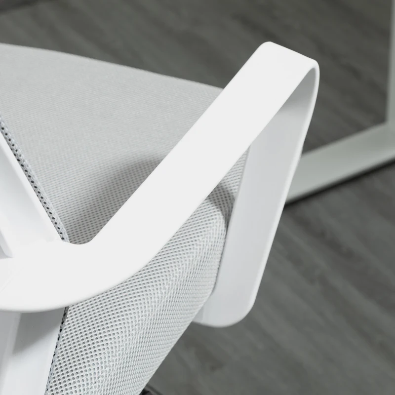 Vinsetto Sedia da Ufficio, Poltrona da Ufficio, Altezza Regolabile, Sgabello da Ufficio Girevole 360°, 64L x 59P x 104-124H cm, Grigio e Bianco