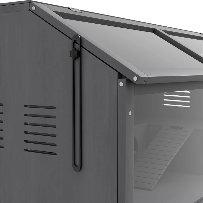 PawHut Jaula para animales pequeños, jaula para roedores, con accesorios, de madera de pino, 100x52x50 cm, Gris