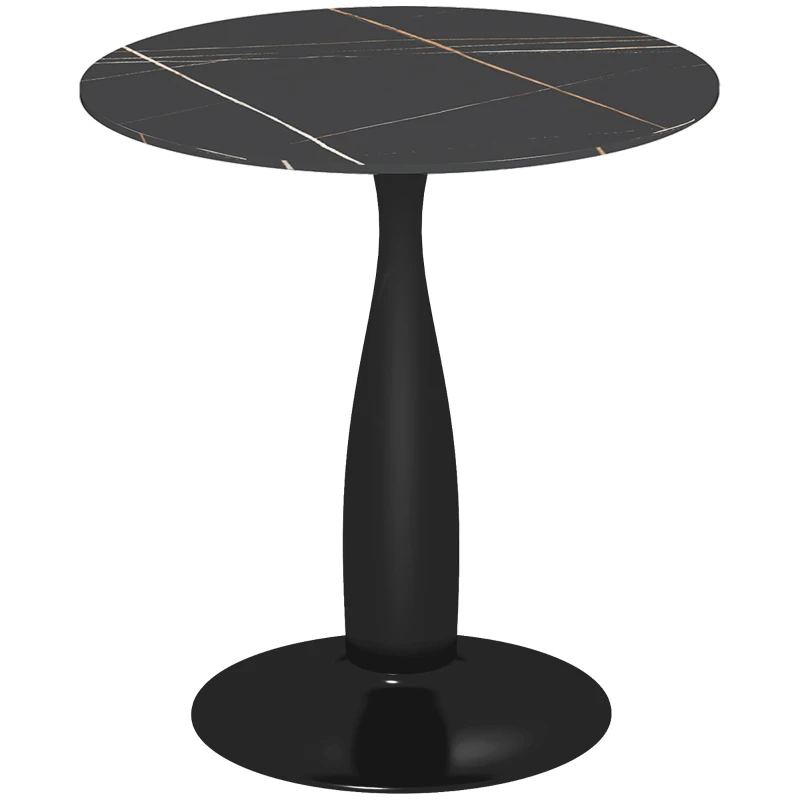 HOMCOM Table à Manger Ronde en Acier Revêtu de Poudre, MDF avec Mélaminé, Patins Antidérapants, 70 x 74 cm, Noir