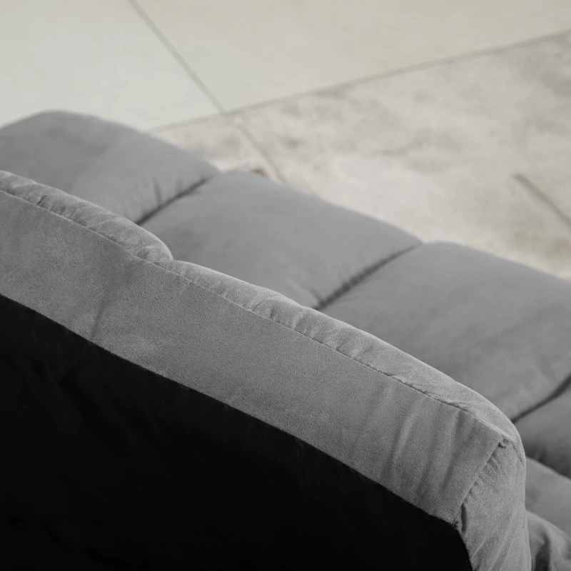 HOMCOM Poltrona Convertibile in Letto, Materasso Supplementare Pieghevole, Inclinazione dello Schienale Regolabile in 14 Posizioni, 2 Cuscini Inclusi, Poliestere Effetto Scamosciato, Grigio