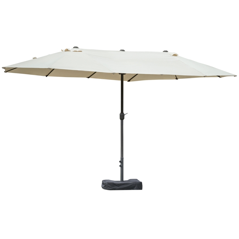 Outsunny Parasol Doble para Jardín con Manivela, Cremeweiß Oval 460x270x240 cm