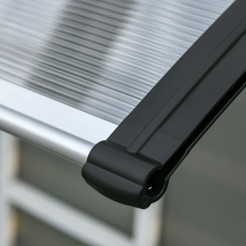 Outsunny Pensilina da Esterno per Finestre e Porte, in Policarbonato e Alluminio, 110x60x18cm - Trasparente