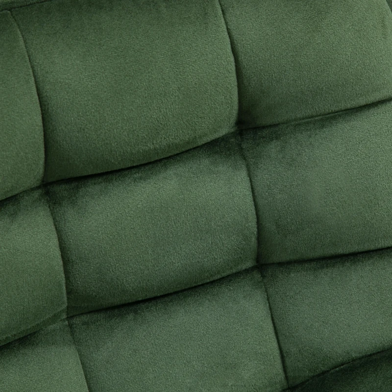 HOMCOM Set 2 Sgabelli da Bar con Schienale e Poggiapiedi Stile Nordico in Metallo e Velluto, Verde, 45x47x84cm