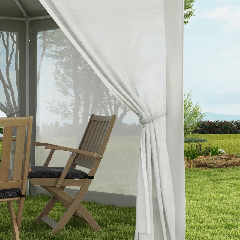 Outsunny Carpa cenador hexagonal 10 m² de estilo acogedor metal poliéster impermeabilizado Crema