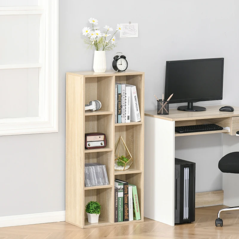 HOMCOM Libreria Scaffale 7 Cubi per Interno, Soggiorno, Camera da Letto, 50l x 24P x 106H cm, Legno Naturale