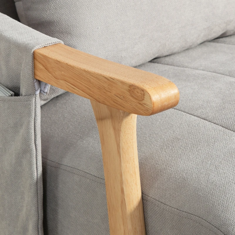 HOMCOM Sedia a Dondolo con Cuscino Lombare, Ampia Seduta, Struttura in Faggio, fino a 120 kg, Grigio