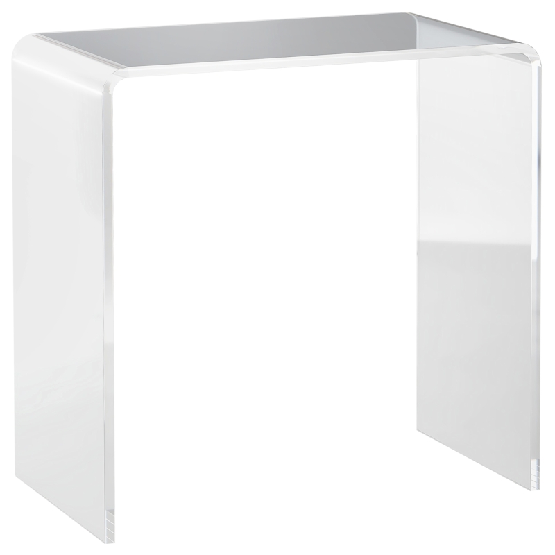 HOMCOM Table Basse en Acrylique en U avec Bords Lisses et Coins Arrondis, 53,5x30,5x53,5 cm, Transparent