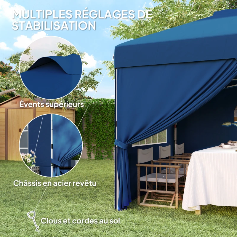 Outsunny Cenador carpa pop-up plegable 3x3 altura ajustable paredes laterales ventilaciones ventanas bolsa de transporte con ruedas