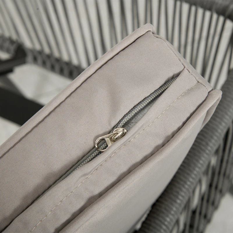 Outsunny Set da giardino in rattan sintetico 3 pezzi con 2 poltrone e tavolino, cuscini inclusi, struttura in acciaio, grigio