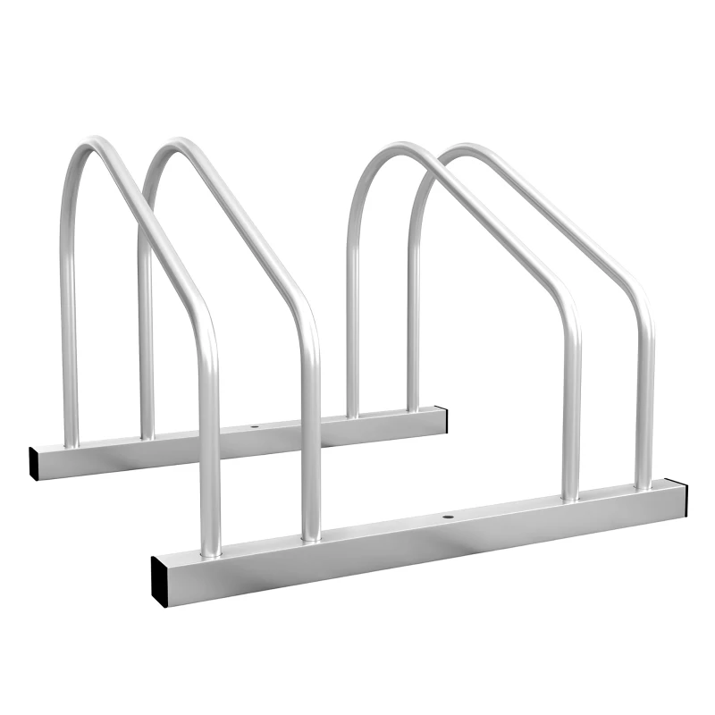 SPORTNOW Fahrradständer 2 Fahrräder Fahrradständer Reifenablage 61 mm Abmessung 50L x 34B x 27,5H cm Stahl silber