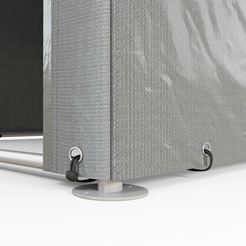 Outsunny Geräteschuppen und Garage für Fahrräder und Motorräder mit UV-beständiger Abdeckung, 1.6x2m, Hellgrau