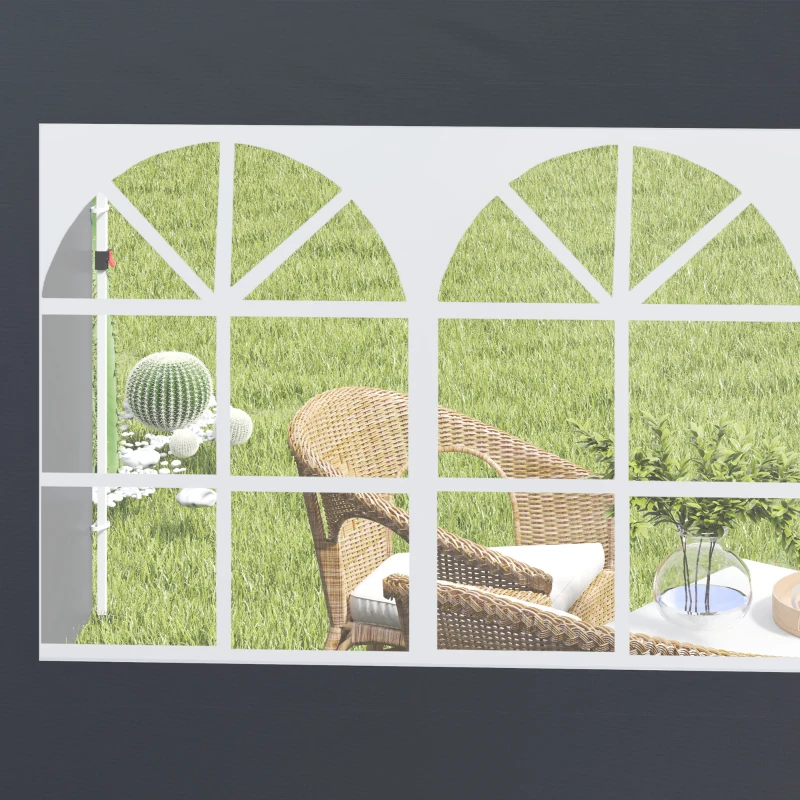 Outsunny Seitenteile für Gartenpavillon 3 x 3 m Pavillonseitenwände mit Fenster Set aus 2 Stück Oxford Dunkelgrau