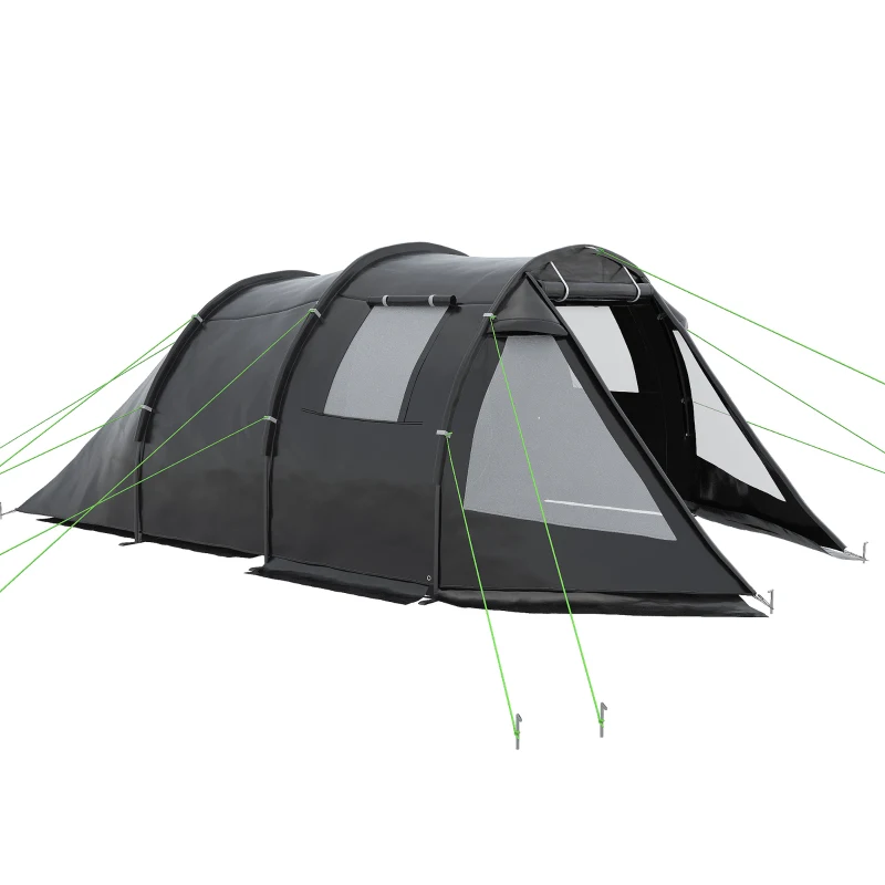 Outsunny Tente de Camping Tente de Randonnée, résistante aux intempéries, 2 pièces, 475 x 264 cm Largeur x 172, Noir