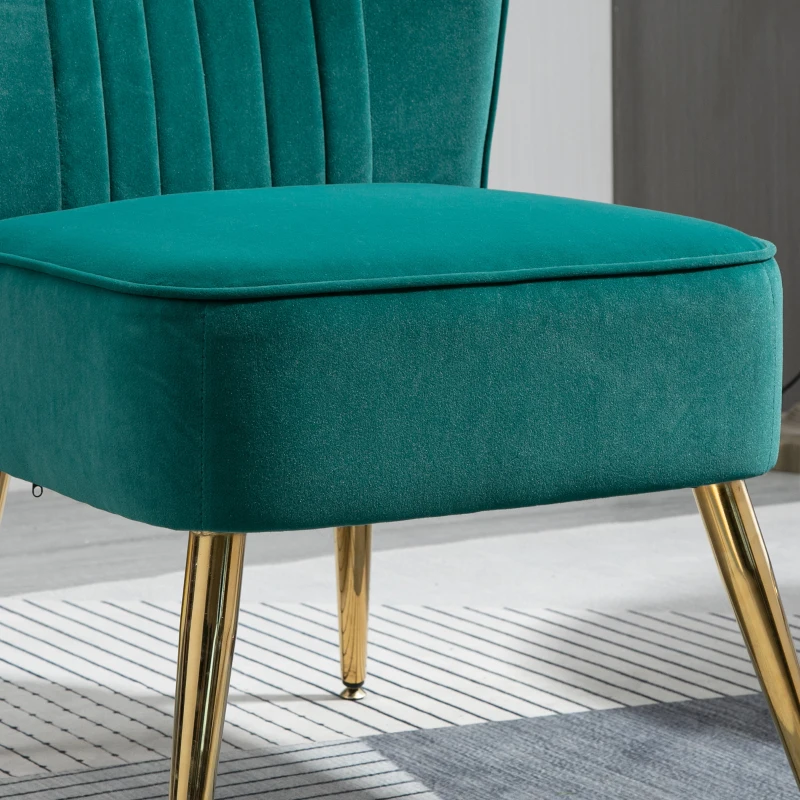 HOMCOM Fauteuil moderne de style scandinave rembourré et revêtu de tissu velouté, 56x65.5x82.5cm - Vert