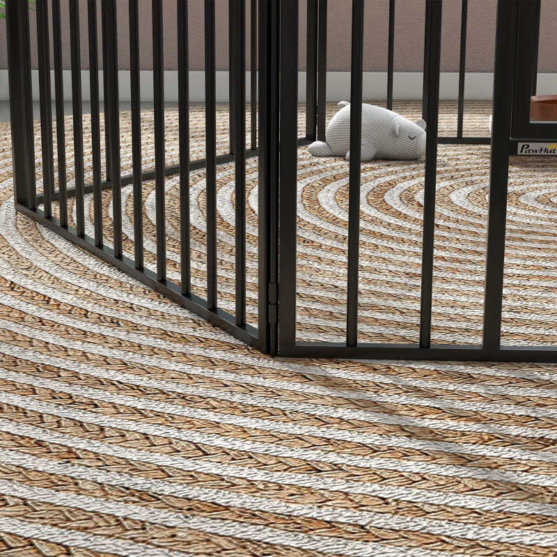 PawHut Hundegitter mit 6 modularen Paneelen für drinnen und draußen, aus Stahl, 164x83x60 cm, Schwarz