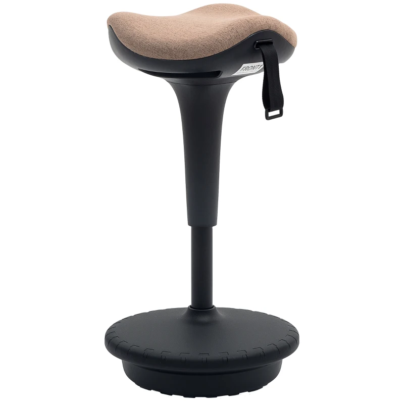 HOMCOM Sgabello oscillante, seduta regolabile, girevole, ergonomico, 34 x 34 x 68,5-83,5 cm, Marrone