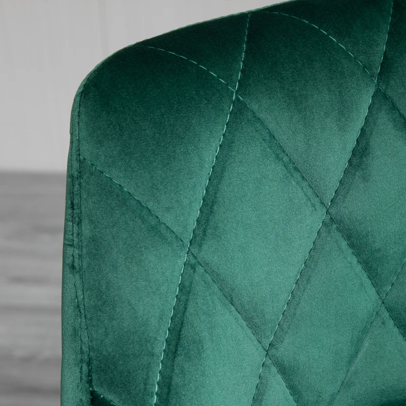 HOMCOM Lot de 2 Tabourets de Bar, Hauteur Réglable avec Base en Métal et Assise en Velours, Tabourets Modernes avec Dossier et Repose-Pieds, 46x48x83-104 cm, Vert