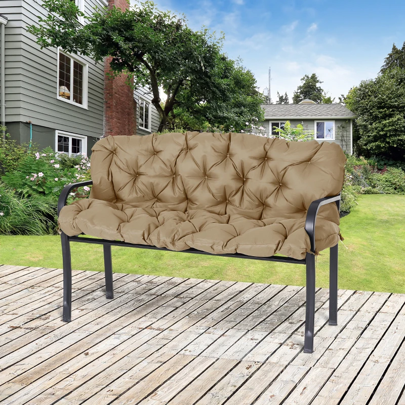 Outsunny Cojín colchón para asiento y respaldo de banco de jardín balancín sofá 3 plazas gran confort 150x98x8 cm caqui claro