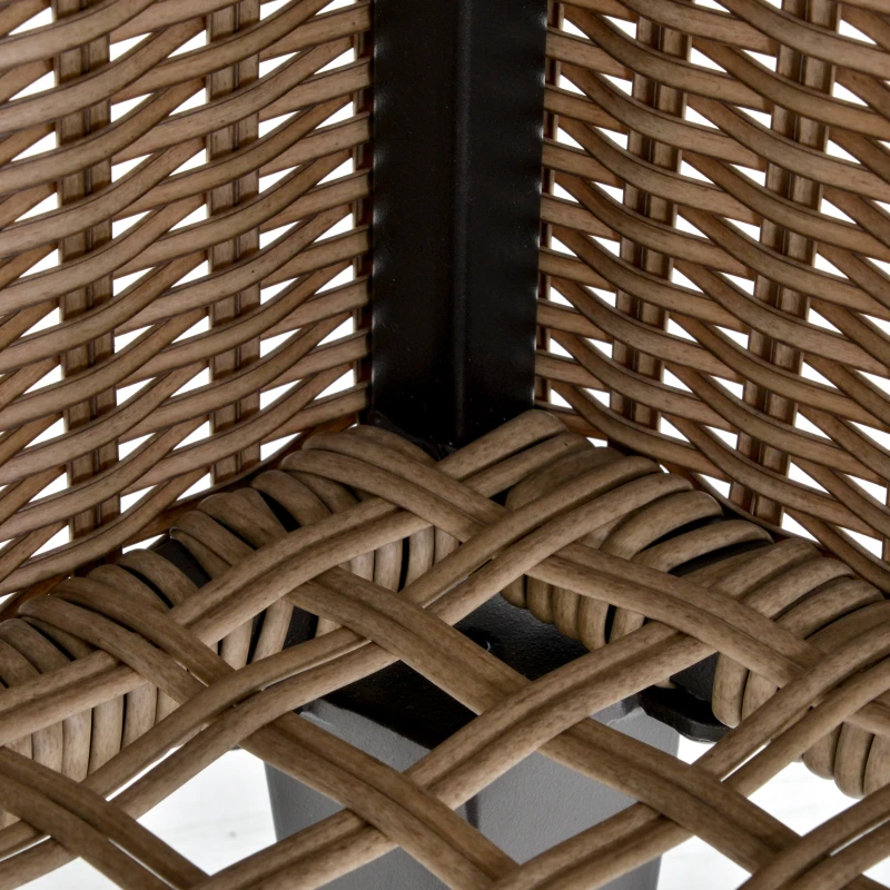 Outsunny Tavolino da Caffè da Giardino Sollevabile, in Metallo Epossidico e Resina Intrecciata Effetto Rattan, Beige