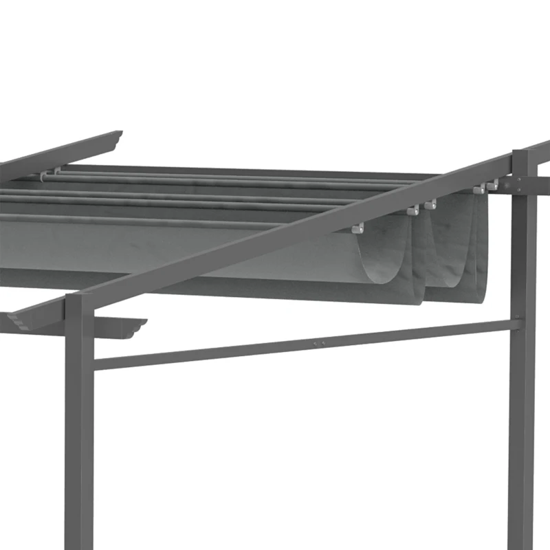 Outsunny Pergola Retrattile 4 x 3 m, Struttura in Metallo Resina Epossidica Anticorrosione, Telo Poliestere 180 g/m², Grigio