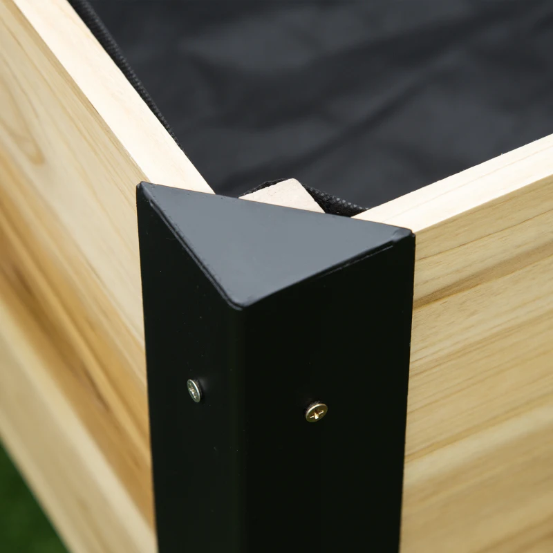 Outsunny Letto per Orto Rialzato, Fioriera Rialzata, Foro di Drenaggio Incluso, in Metallo e Legno di Abete, Nero