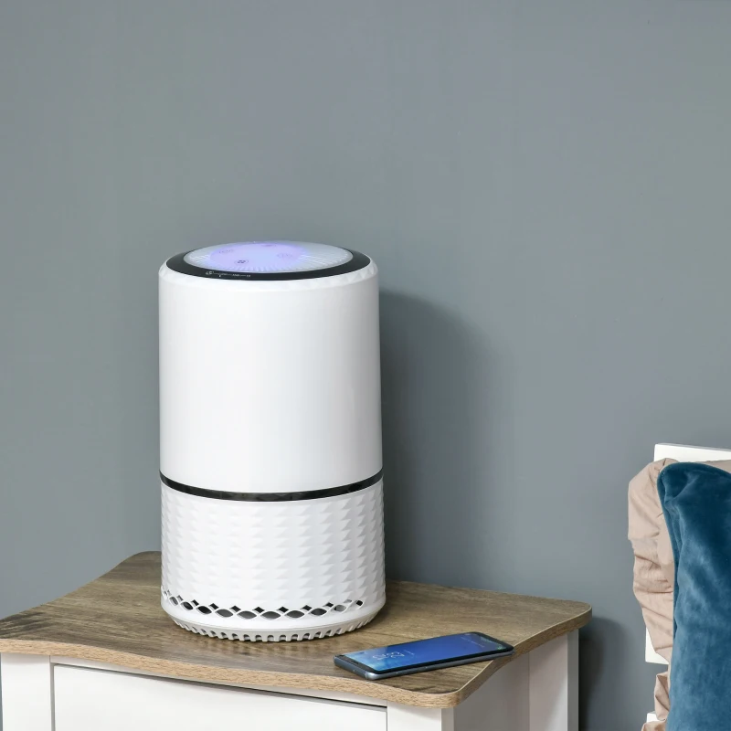 HOMCOM Purificateur d'Air avec Filtre HEPA Charbon Actif, 3 Vitesses Réglables, Surface couverte 18㎡, pour Poussière, Fumée, Odeurs, Pollen