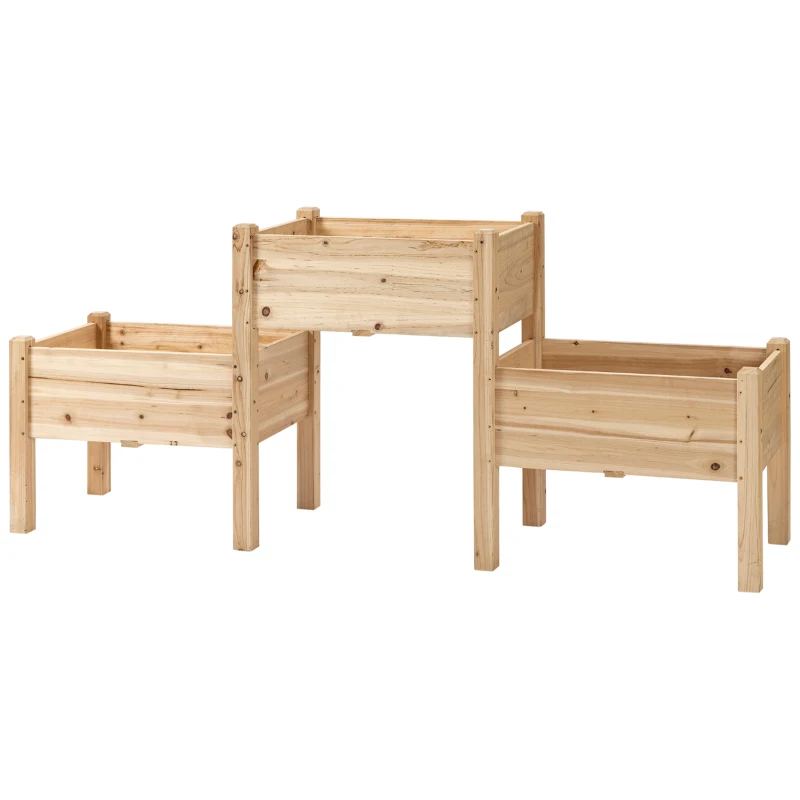 Outsunny Fioriera su Piedi quadrata a 2 livelli cm Inserti per l'irrigazione Legno di Abete, 184L x 45l x 80H