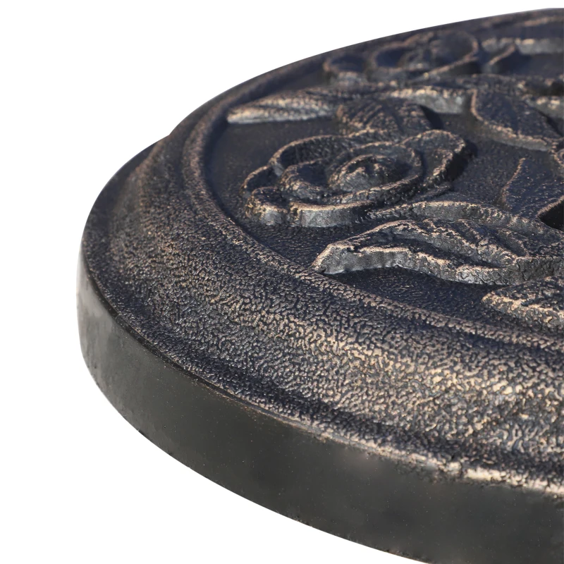 Outsunny Runder Sonnenschirmständer 9 kg Sonnenschirmständer aus Harz Rosenmuster für Terrasse Pool Ø 45,5 x 31 cm Bronze