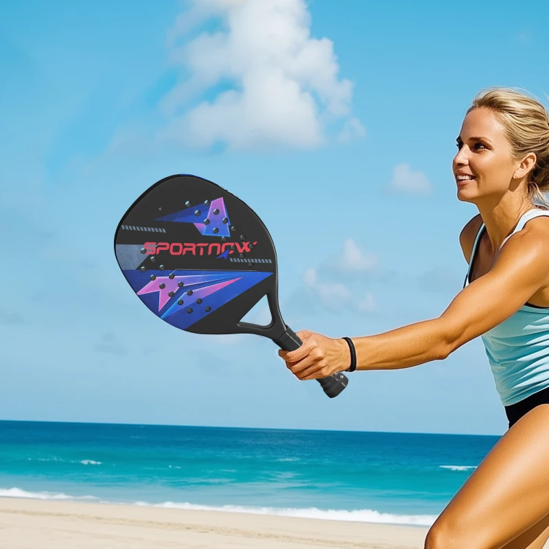 SPORTNOW Ensemble de raquettes de beach tennis, poignée antidérapante, fibre de carbone, Noir