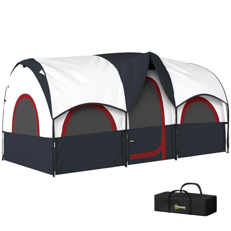 Outsunny Tente de Camping Familiale pour 4-6 Personnes Imperméable avec Chambres Indépendantes 435x251x195 cm Gris et Blanc