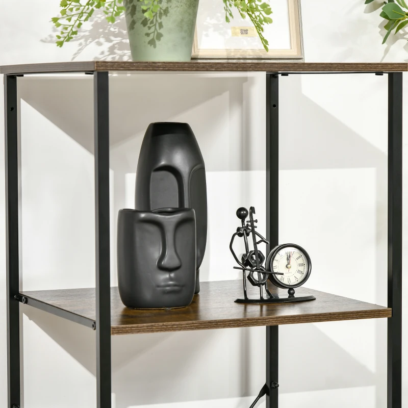 HOMCOM Mobile da Archiviazione con Ripiani e 3 Cassetti in Tessuto Pieghevoli Rimovibili, Stile Industriale, 44L x 40l x 155H cm, Marrone