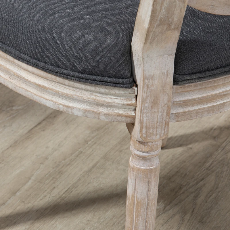 HOMCOM Set di 2 Sedie da Sala da Pranzo - Sedia da Salotto medaglione Stile Luigi XVI - Legno Massello scolpito, patinato