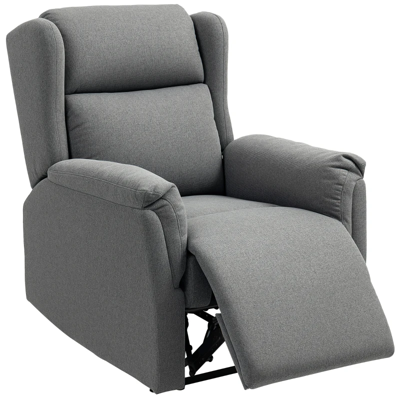 HOMCOM Sillón reclinable sillón acolchado ajustable con reposapiés inclinación de 160° aspecto de lino montaje rápido Gris Oscuro