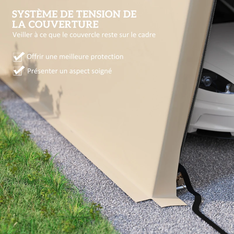 Outsunny Carport Garage Zelt 6,2L x 3,3B x 2,4H m feuerverzinkter Stahl HDPE 150 g/m² wasserdicht anti-UV