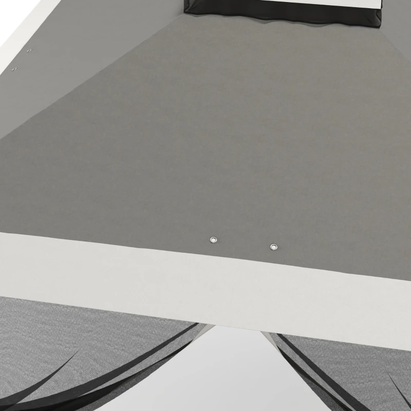 Outsunny Gazebo de Exteriores con Altura Ajustable y Mosquiteras, en Metal y Tela Oxford, 3,3x3,3x2,8 m, Gris Oscuro