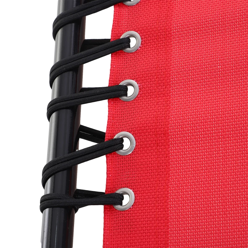 Outsunny Lettino da Sole Pieghevole con Schienale Inclinabile in Acciaio Termoplastico, Lacci Elastici, Tessuto Textilene, Rosso