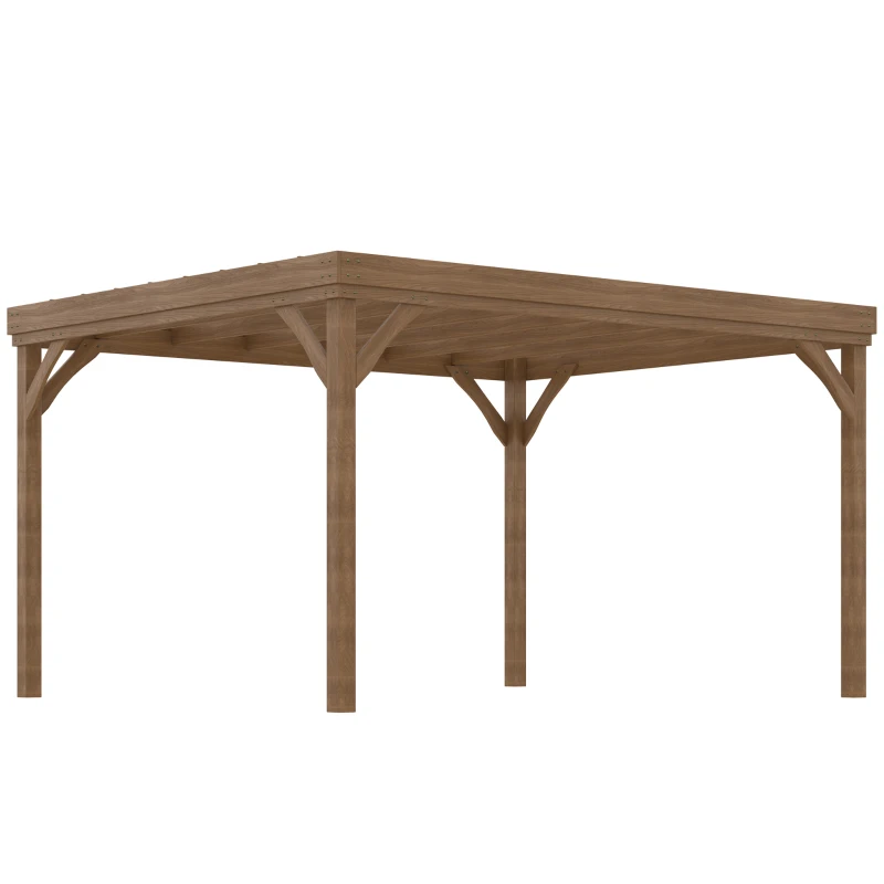 Outsunny Pergola 4 x 3 m traditionell freistehend aus Holz mit 4 Pfosten Terrassendach zum Dekorieren - Braun