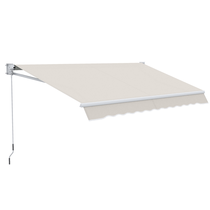 Outsunny Manuell ausfahrbare Wandmarkise aus Aluminium und Polyester UV50+ für den Außenbereich mit Kurbel 200x295 cm Cremeweiß