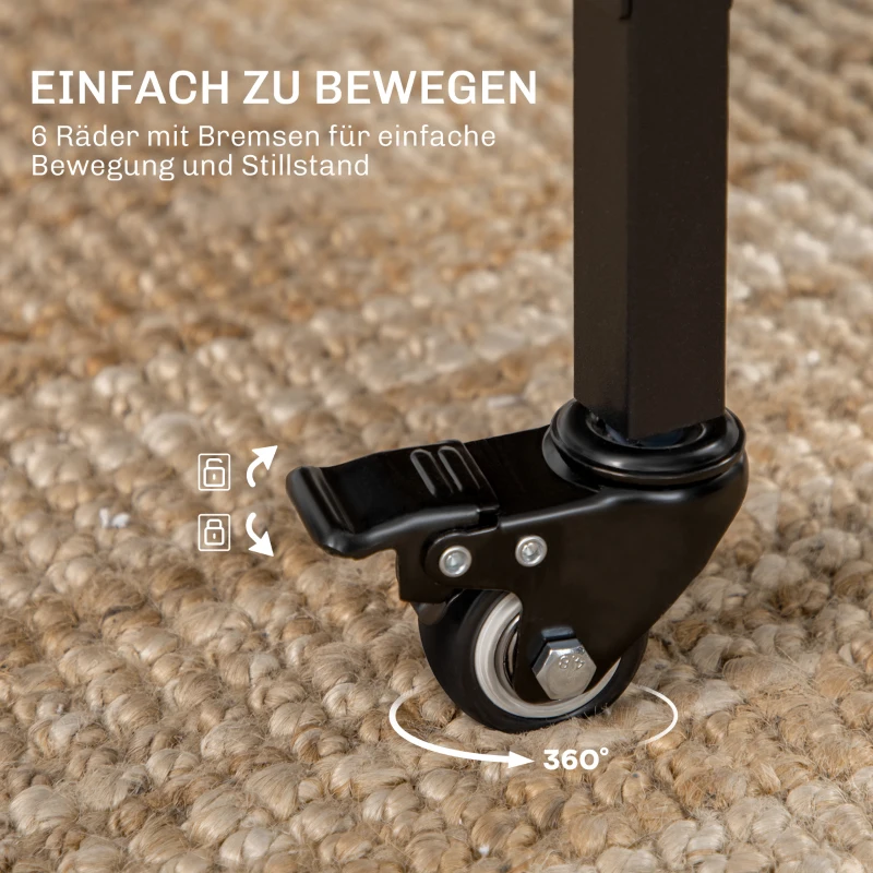 HOMCOM Klappbarer Esstisch, Mobiler Klapptisch für 6 Personen, mit Ablage, bis 50 kg belastbar, 130 x 80 x 74 cm, Rotbraun(m-6)