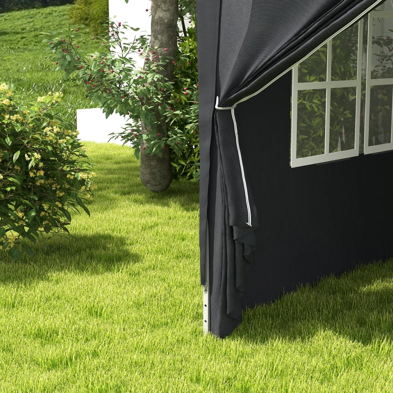 Outsunny Gazebo 3x3 à Hauteur Réglable avec Trous de Drainage et Sac de Transport, en Métal, Gris