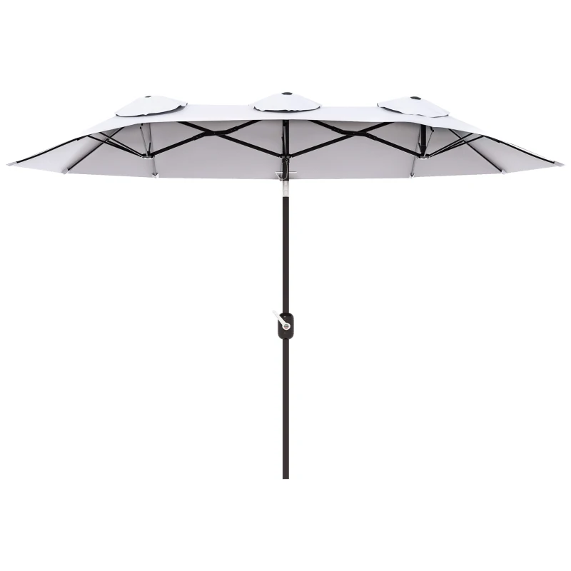 Outsunny Parasol de Jardin Double Inclinable avec Ouverture à Manivelle, 295x152x222cm, Blanc