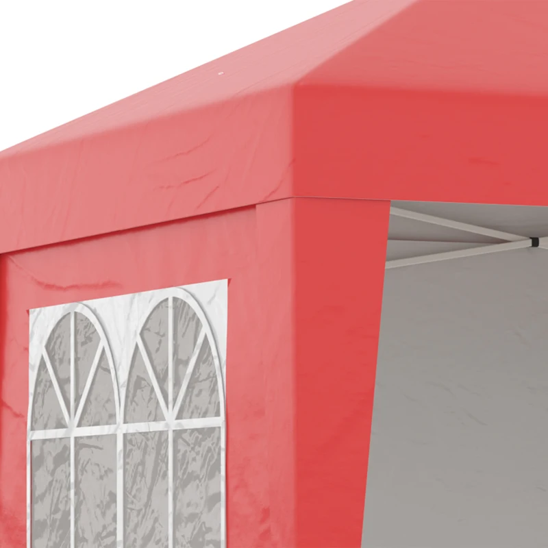 Outsunny Carpa plegable de jardín pop-up plegable ajustable en altura protección UV 30+ 3 paredes laterales Rojo
