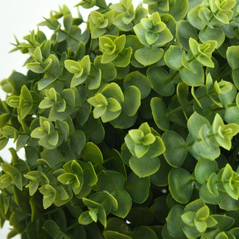 HOMCOM Albero Artificiale con 3 Piante di Bosso, con Vaso in Cemento, Interno ed Esterno, Altezza 115 cm