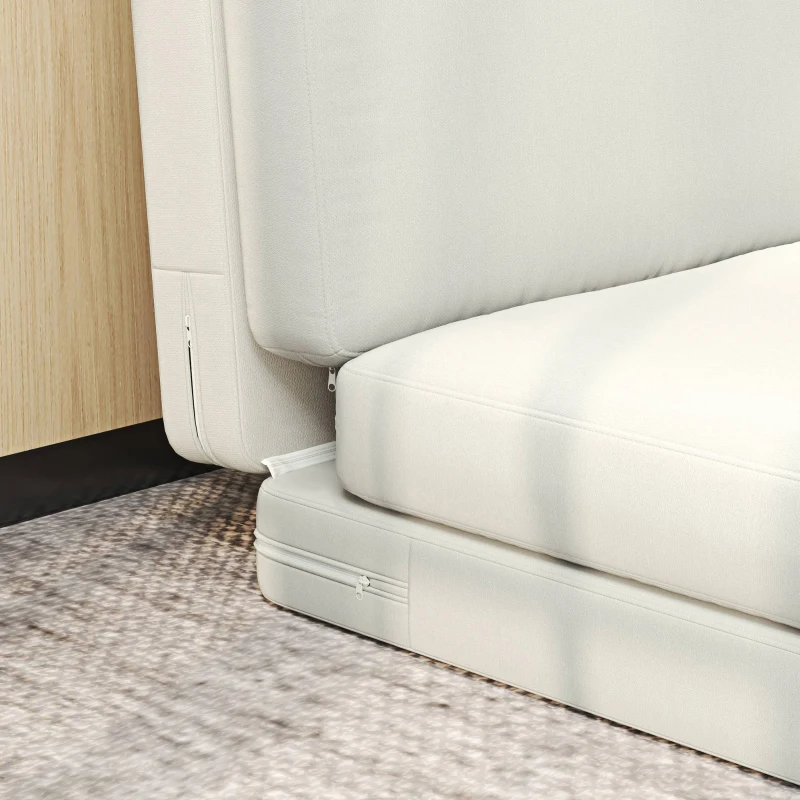 HOMCOM Sofá cama convertible 1 plaza sillón perezoso sofá cama de terciopelo para invitados salón 75x268x18 cm Crema