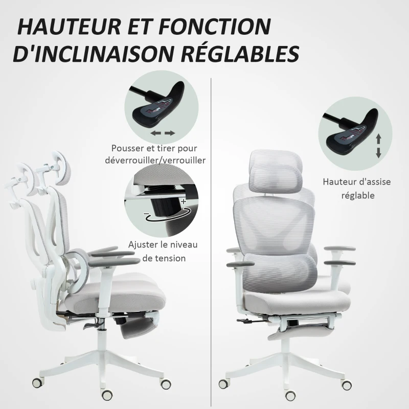 HOMCOM Poltrona da Ufficio, Sedia da Ufficio, Altezza Regolabile, Schienale Inclinabile, Poggiatesta Rotante, 71x70x119cm, Nero